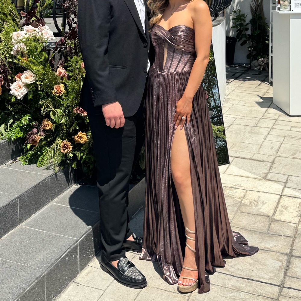 Elegant Bronze Gown with Slit